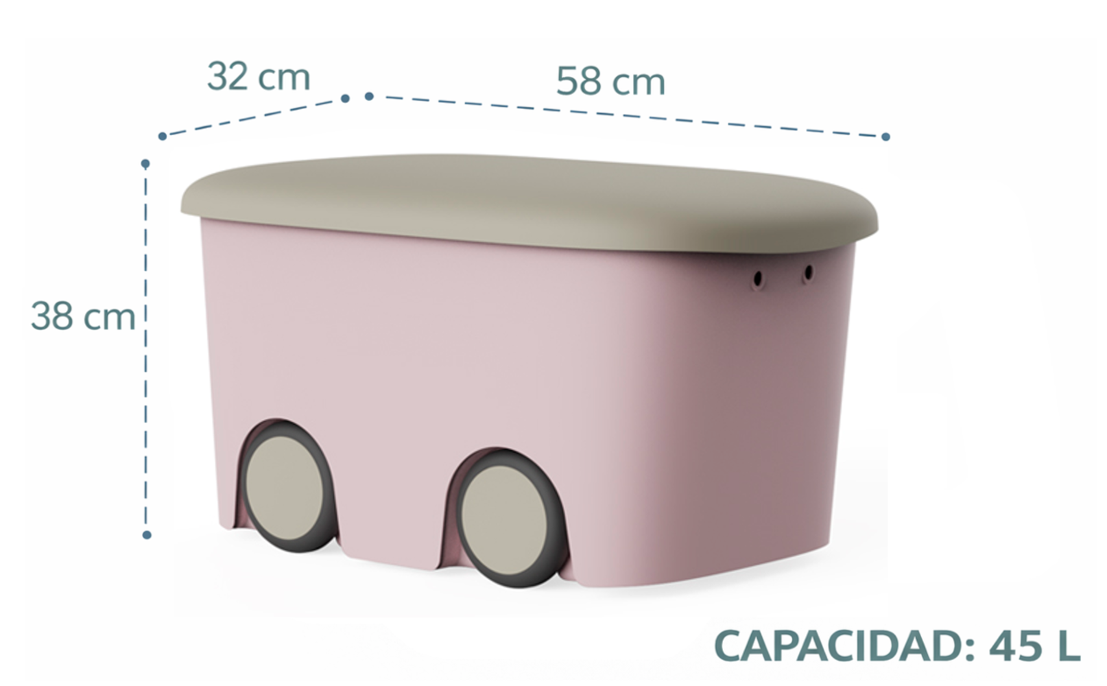 Pack 3 Cajas de Almacenaje con Ruedas y Tapa 45L - Organizador de Juguetes Multicolor