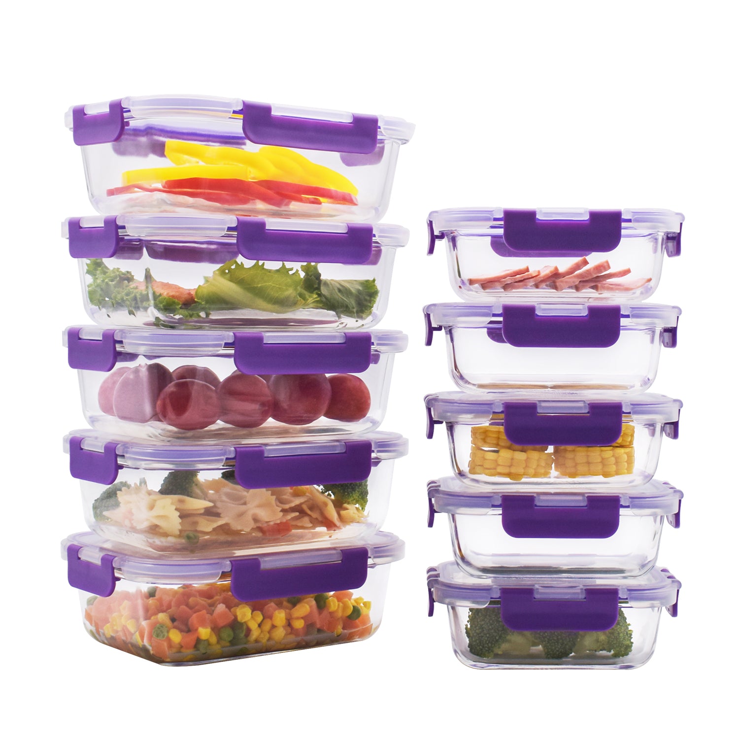 Recipientes de Cristal Para Alimentos - 20 Piezas (10 recipientes y 10 tapas)