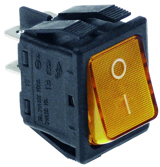 Interruptor basculante medida de montaje 30x22mm naranja 2NO 250V 16A iluminado 0-I