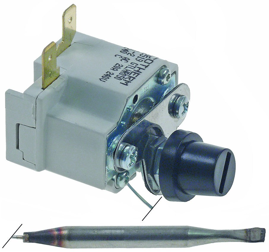 Termostato de seguridad T máx 240°C 1 polos 1NC 20A sonda ø 6mm sonda L 60mm capilar 500mm 250V