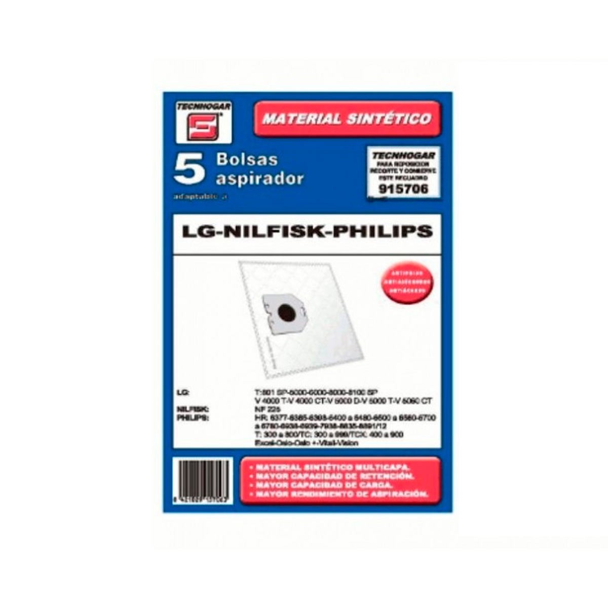 Bolsa Aspirador Philips LG Nilfisk Tecnhogar 915706
