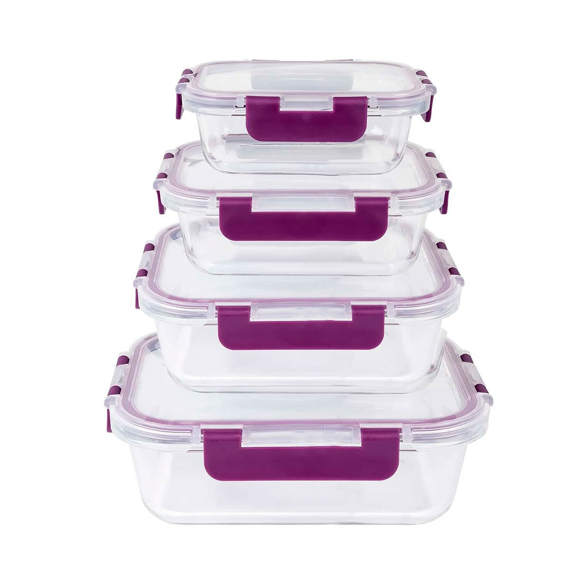 Recipientes de Cristal para Alimentos - 8 Piezas (4 recipientes y 4 tapas) - Apto para lavavajillas, Microondas y congelador - a