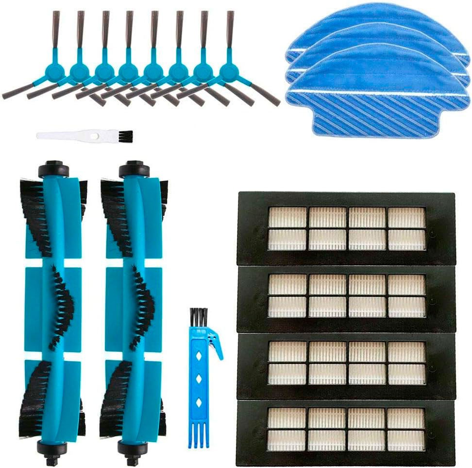Kit de Recambios Cecotec Conga 3090: 4 Filtros HEPA Conga 3090, 8 Cepillos Laterales y 2 Principales, 3 Mopas, 2 Cepi. limpieza