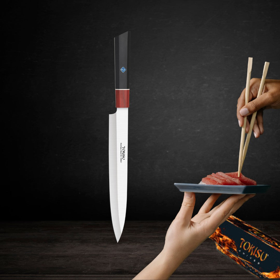 Cuchillo Cocina Profesional TOKYSU - Cuchillos Cocina Japones YANAGIBA de Acero Inoxidable de 67 capas 23 cm- Mango G10