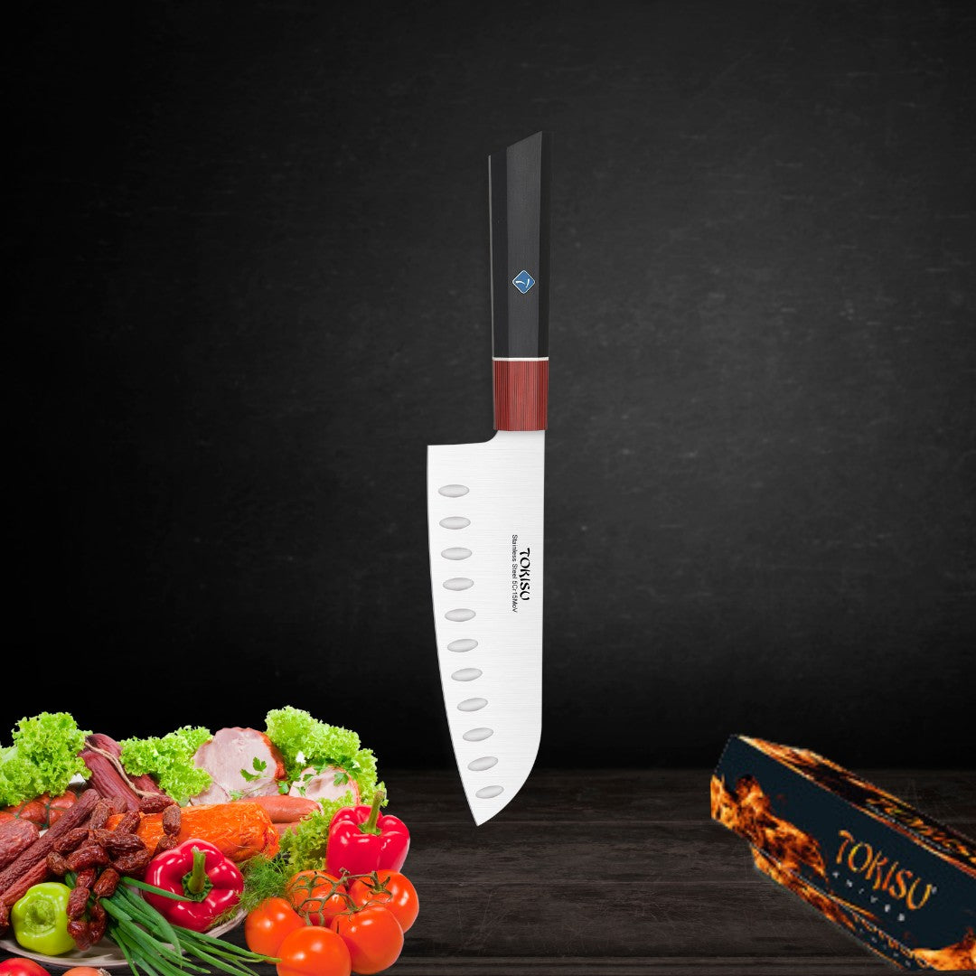 Cuchillo Cocina Profesional TOKYSU - Cuchillos Cocina Japones SANTOKU de Acero Inoxidable de 67 capas 17 cm - Mango G10 DAMASCO