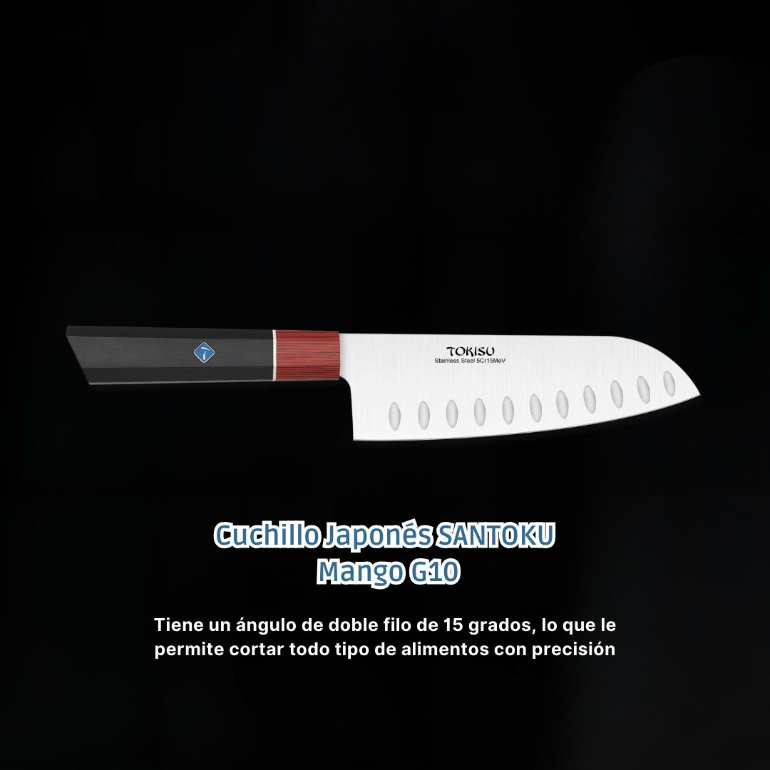 Cuchillo Cocina Profesional TOKYSU - Cuchillos Cocina Japones SANTOKU de Acero Inoxidable de 67 capas 17 cm - Mango G10 DAMASCO
