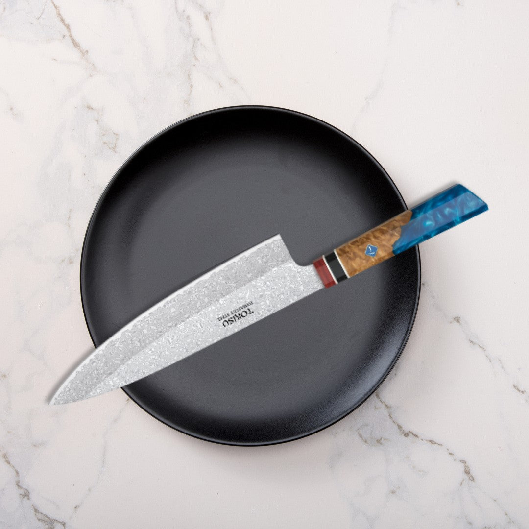 Cuchillo Cocina Profesional TOKYSU - Cuchillos Cocina Japones GYUTO de Acero DAMASCO 67 capas 21,5