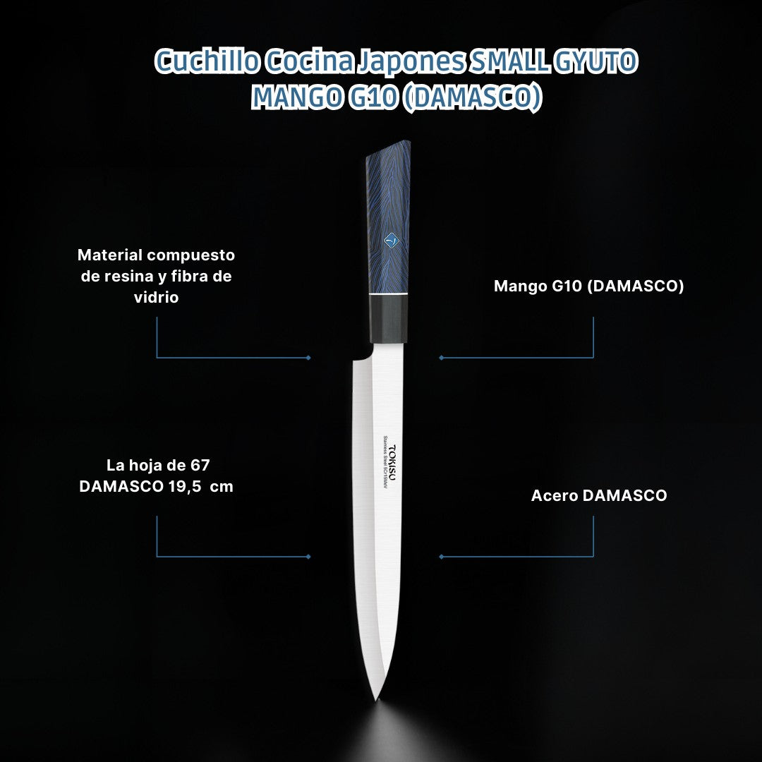 Cuchillo Cocina Profesional TOKYSU - Cuchillos Cocina Japones YANAGIBA de Acero Inoxidable de 67 capas. Mango G10