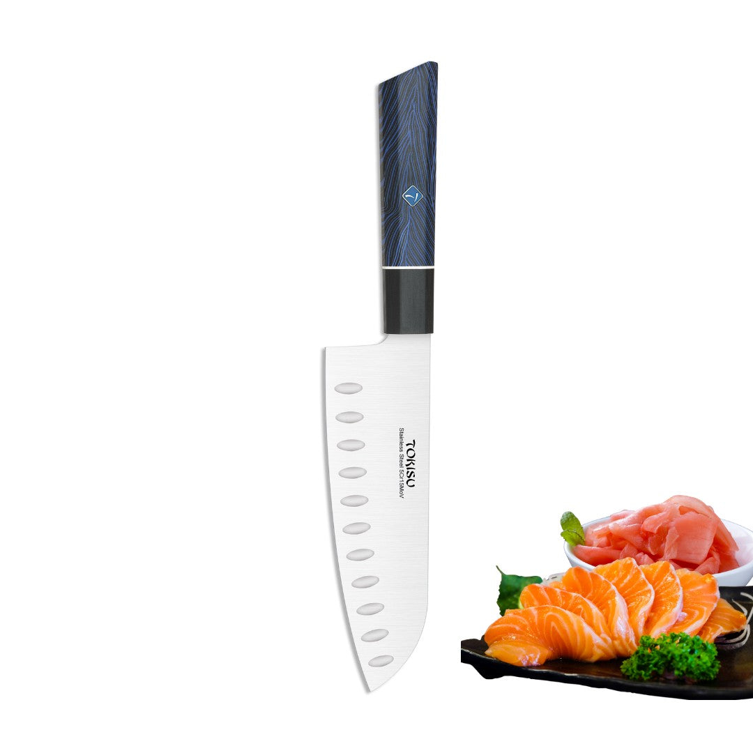 Cuchillo Cocina Profesional TOKYSU - Cuchillos Cocina Japones SANTOKU de Acero Inoxidable de 67 capas 17 cm - Mango G10 DAMASCO