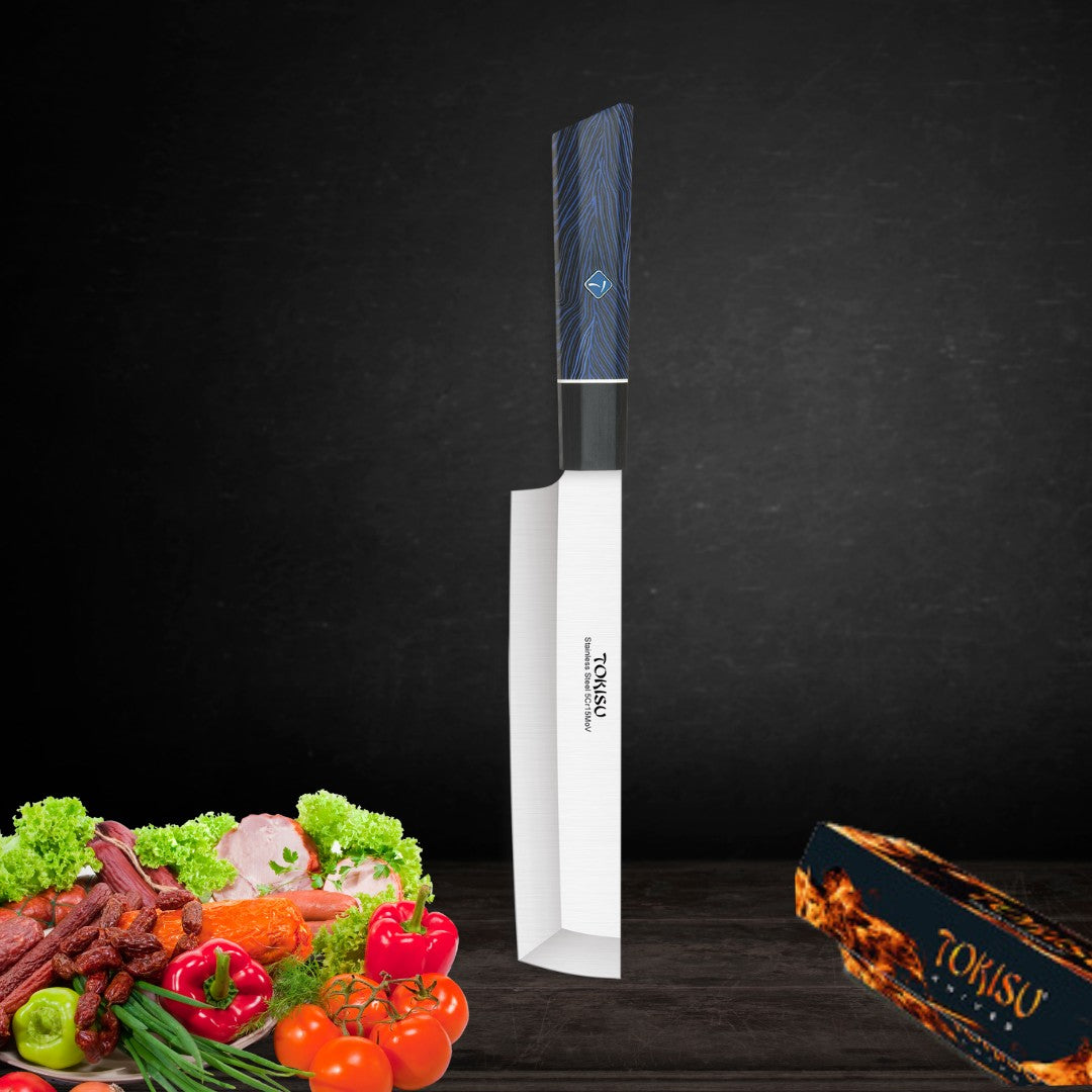 Cuchillo Cocina Profesional TOKYSU - Cuchillos Cocina Japones NAKIRI de Acero Inoxidable de 67 capas 18 cm- Mango G10 DAMASCO