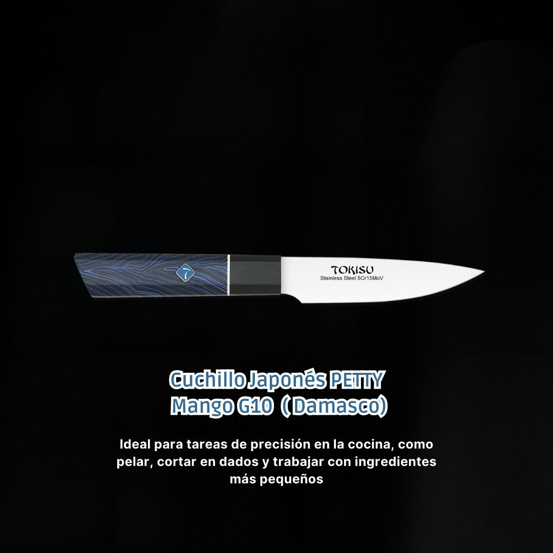 Cuchillo Cocina Profesional TOKYSU - Cuchillos Cocina Japones PETTY de Acero Inoxidable de 67 capas 11 cm - Mango G10 DAMASCO