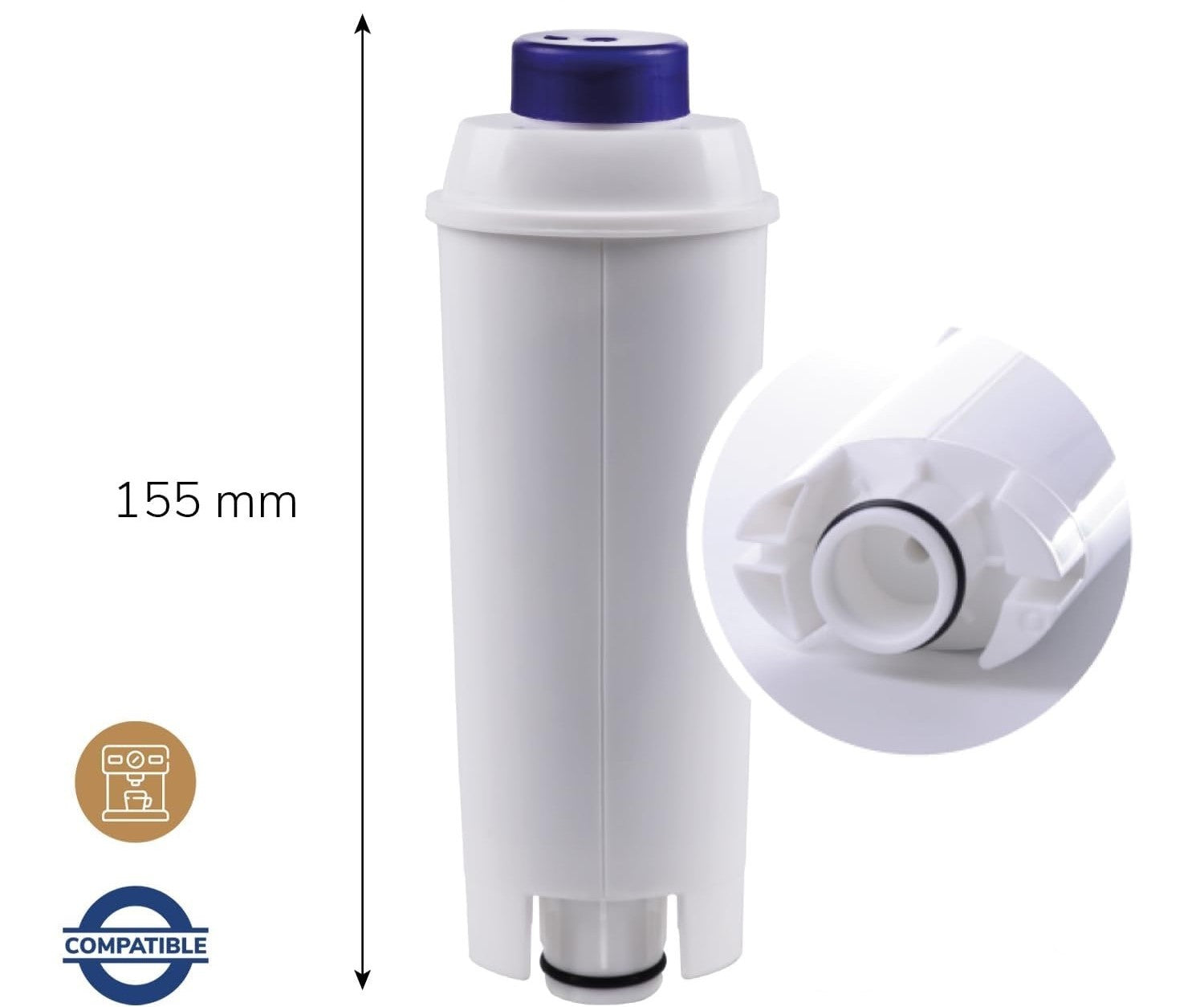 Filtro de Agua Compatible con De'Longhi C002, 5513292811, SER3017 | Mejora el Sabor del Café y Reduce la Cal del Agua | Repuest