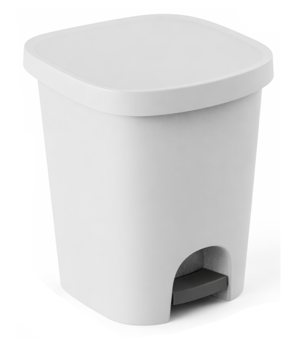 Cubo de plástico para cocina color blanco | Con pedal | Medidas: 42x35x30 cm | Capacidad 25 L