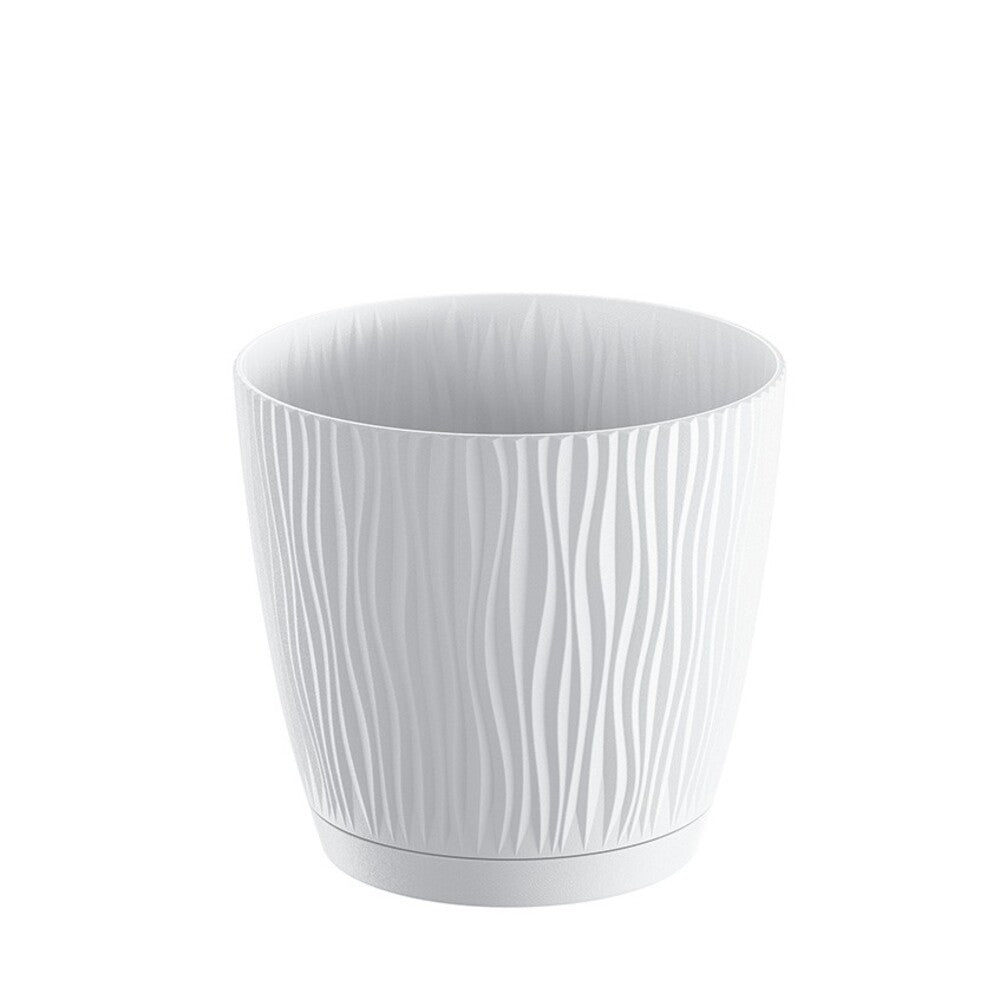 Maceta de plástico para jardín, terraza o balcón | Color: Blanco | Diámetro: 13 cm | Diseño oasis