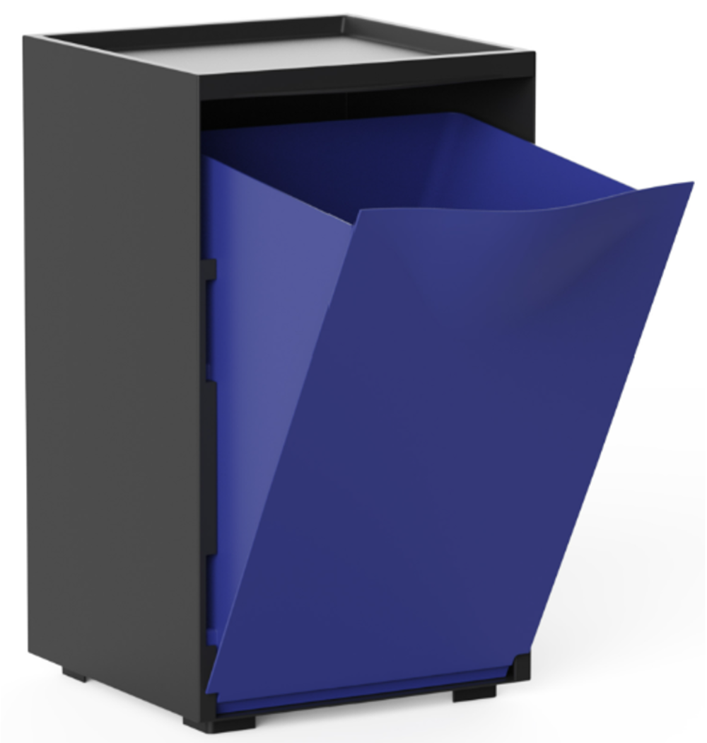 Cubo apilable de reciclaje de plástico con apertura frontal - Color Azul - Medidas: 46x28x27 cm
