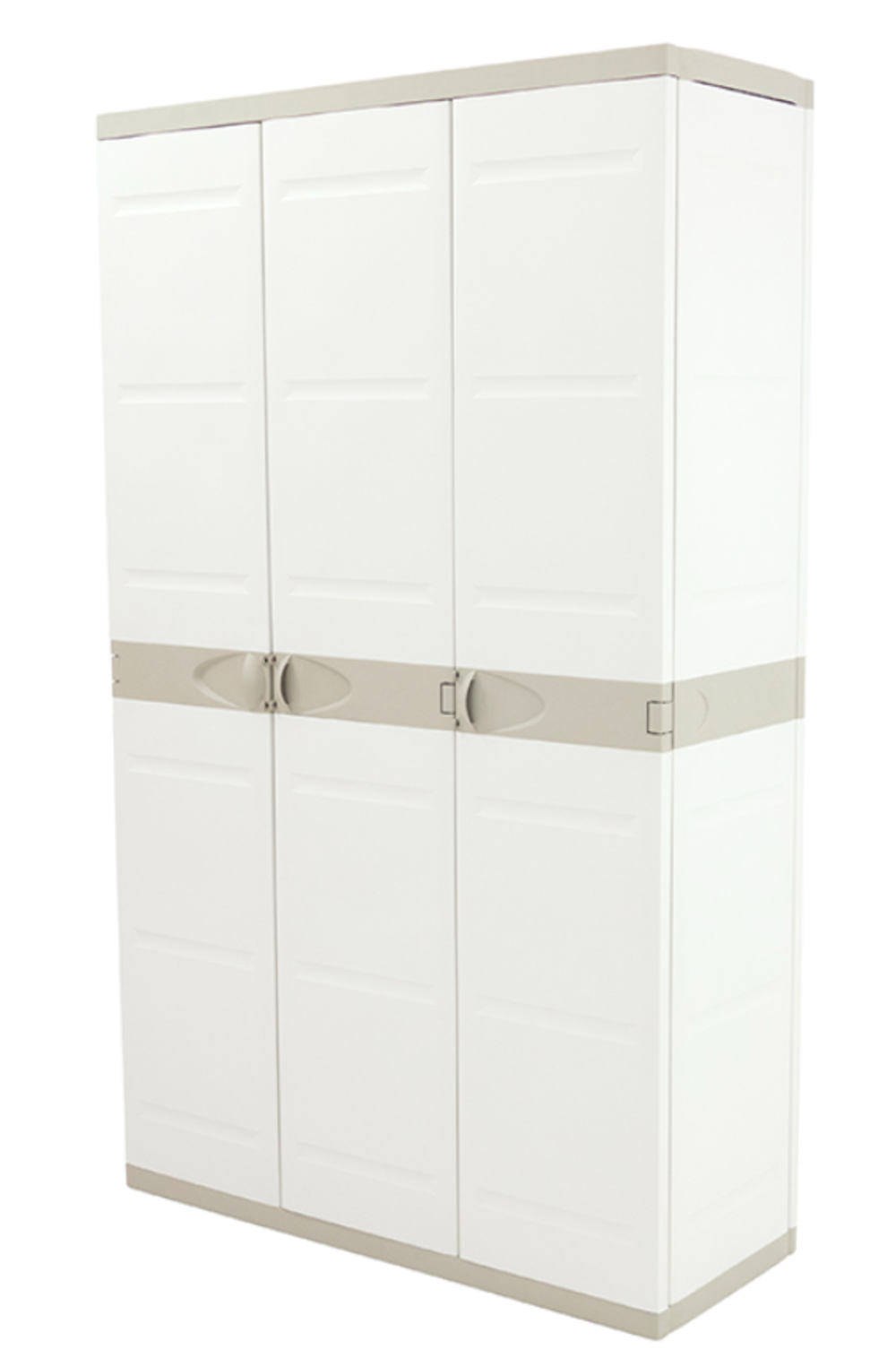 Armario Multiusos Exterior / Interior - 3 Puertas y 4 Baldas - 176 x 105 x 41 cm - Beige