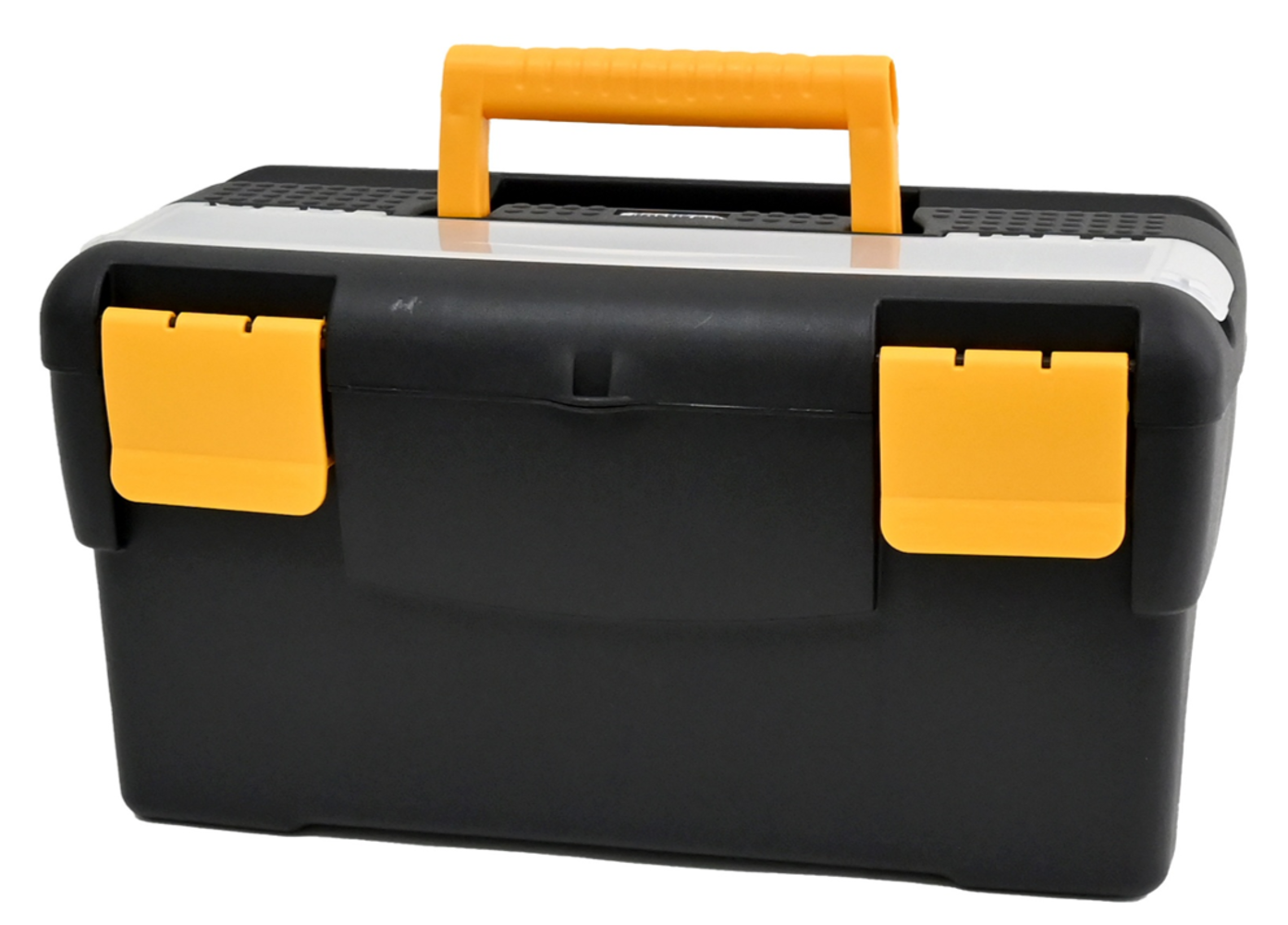 Caja herramientas de plástico con asa | Color Negro y Amarillo | Medidas: 42x23x22 cm