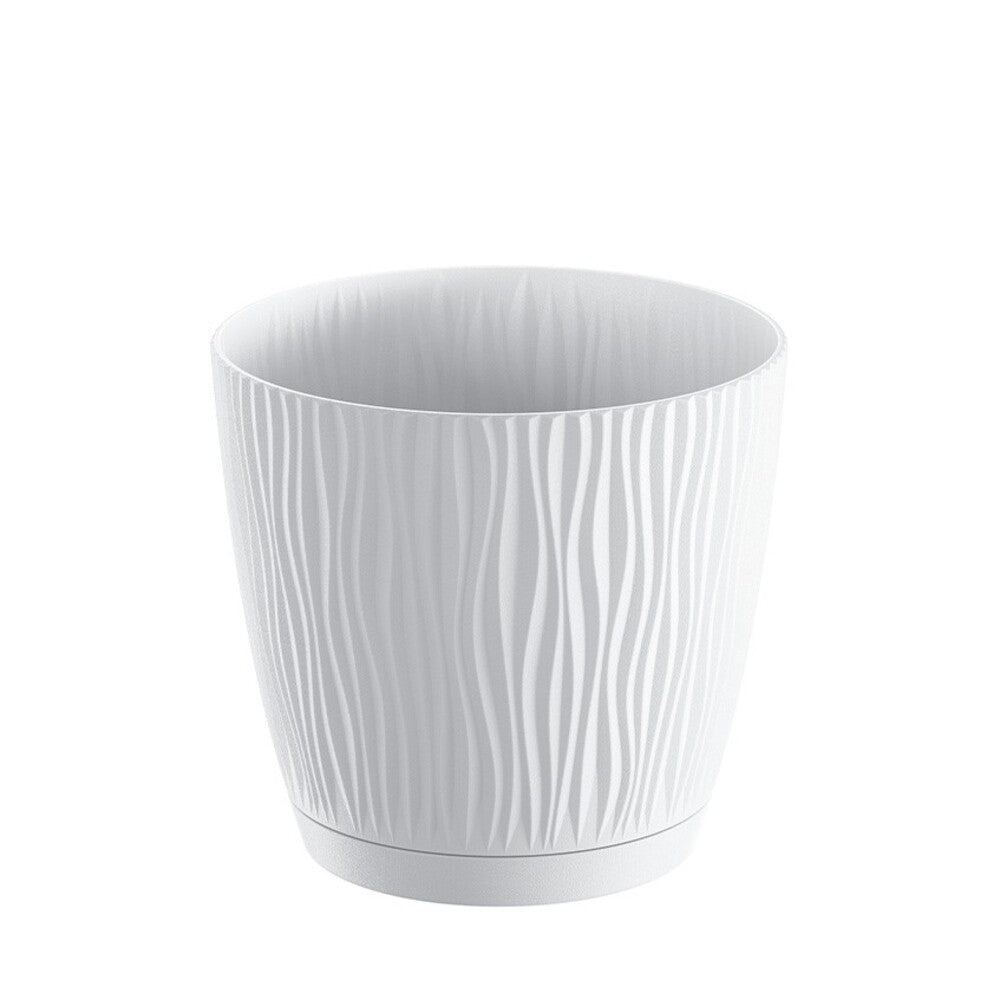 Maceta de plástico para jardín, terraza o balcón | Color: Blanco | Diámetro: 15 cm | Diseño oasis