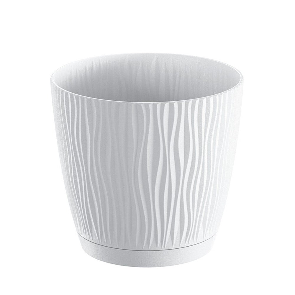 Maceta de plástico para jardín, terraza o balcón | Color: Blanco | Diámetro: 24 cm | Diseño oasis