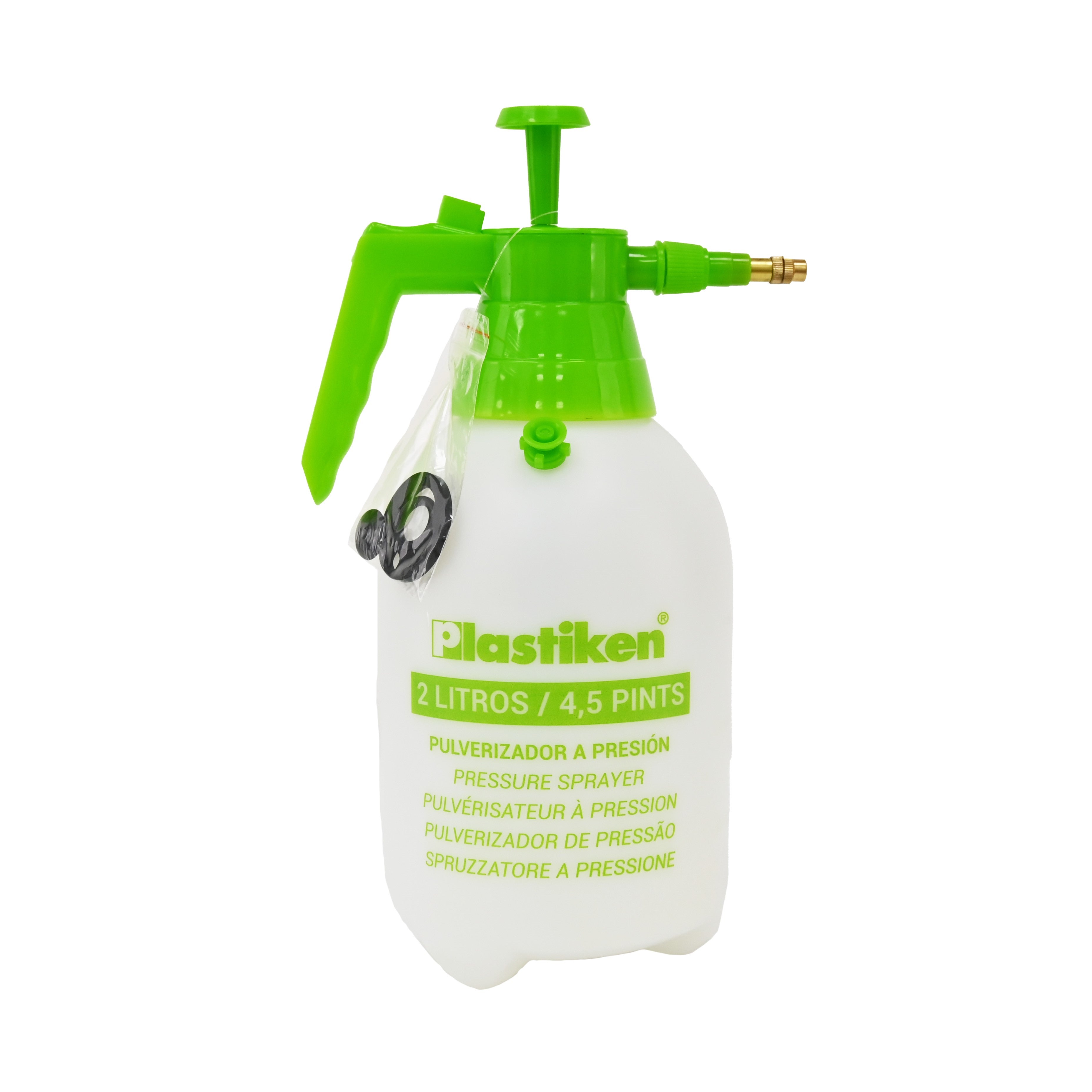 Pulverizador a presión de plástico con gatillo con bloqueo, capacidad: 2 L/ 4,5 pints, 49x38x41 cm