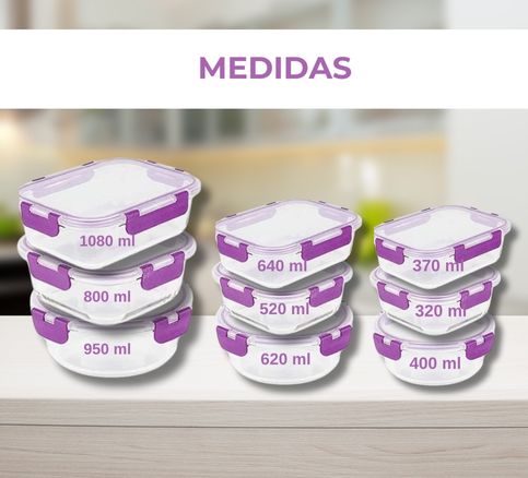 Recipientes de Cristal Para Alimentos - 36 Piezas (18 recipientes y 18 tapas)- Apto para lavavajilla