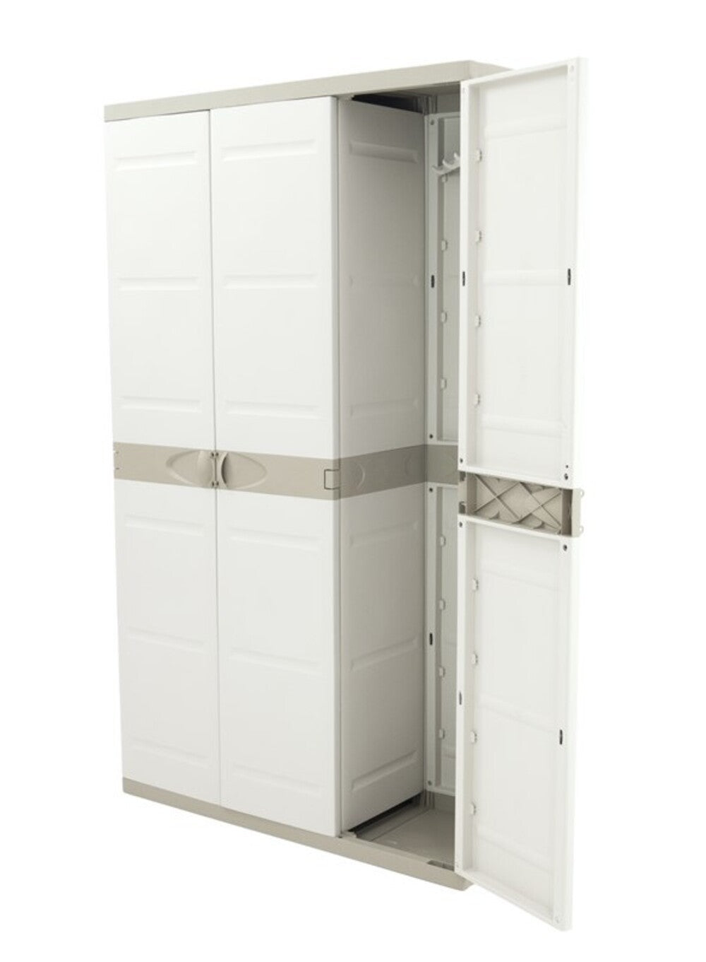 Armario Multiusos Exterior / Interior - 3 Puertas y 4 Baldas - 176 x 105 x 41 cm - Beige