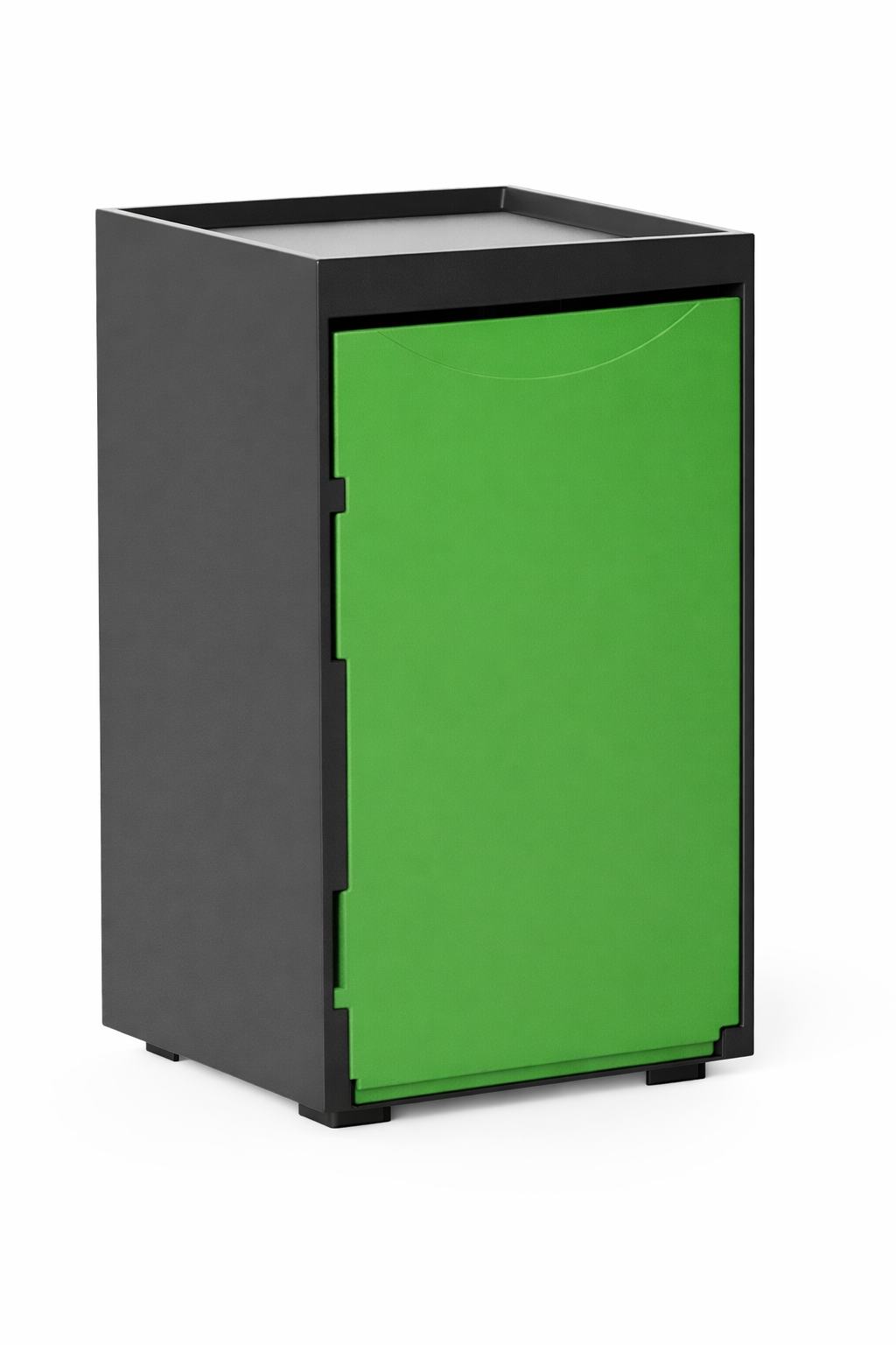 Cubo apilable de reciclaje de plástico con apertura frontal - Color Verde - Medidas: 46x28x27 cm