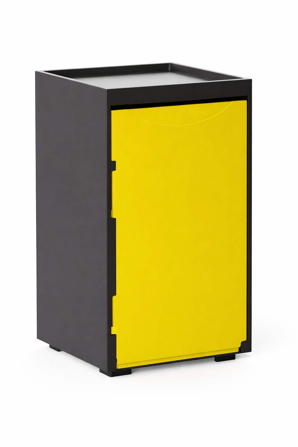 Cubo apilable de reciclaje de plástico con apertura frontal - Color Amarillo - Medidas: 46x28x27 cm
