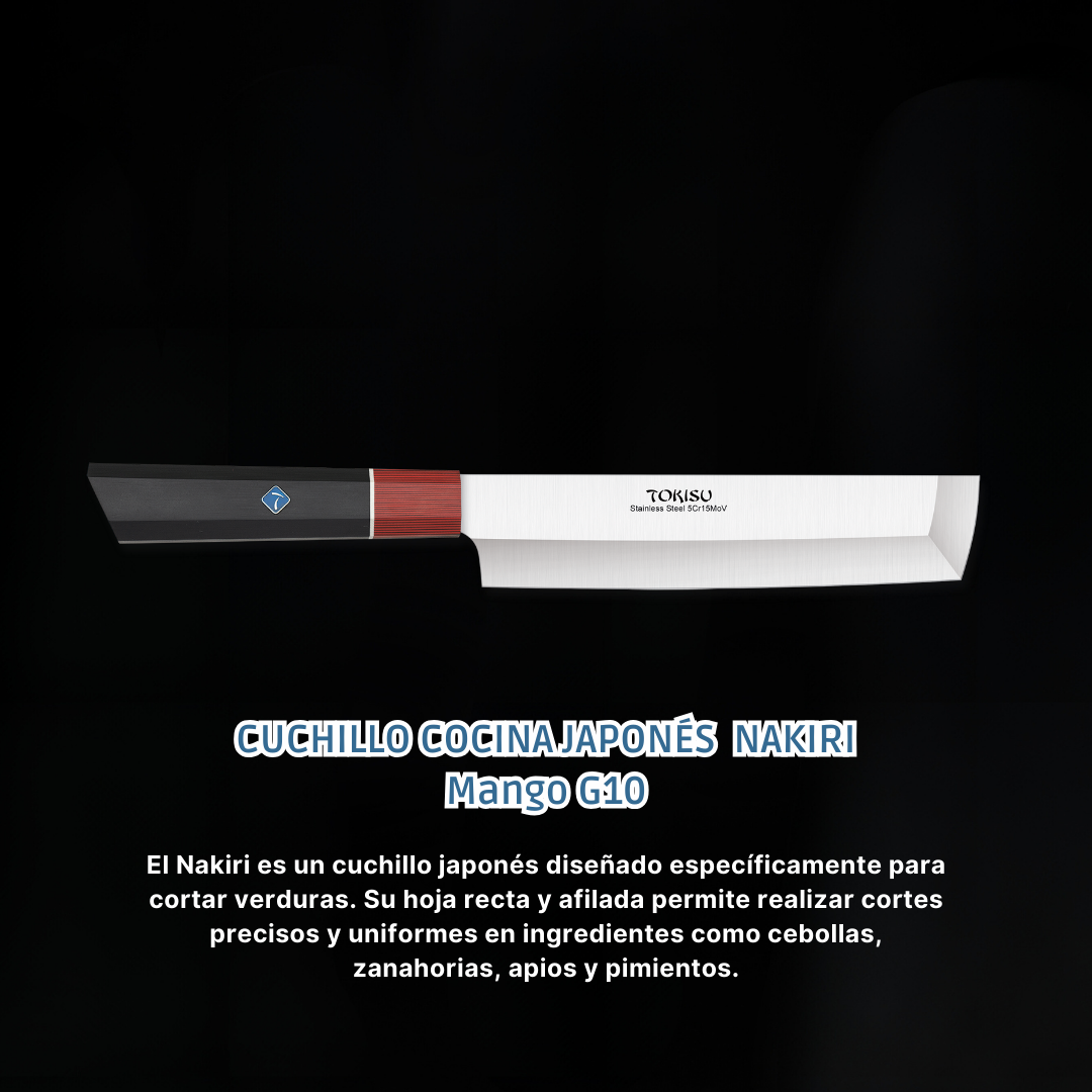 Cuchillo Cocina Profesional TOKYSU - Cuchillos Cocina Japonés NAKIRI de Acero Inoxidable de 67 capas 18 cm- Mango G10