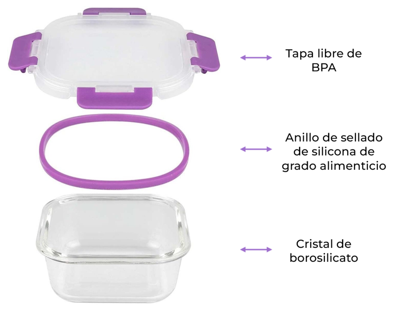 Recipientes de Cristal Para Alimentos - 24 Piezas (12 recipientes y 12 tapas) - Apto lavavajillas
