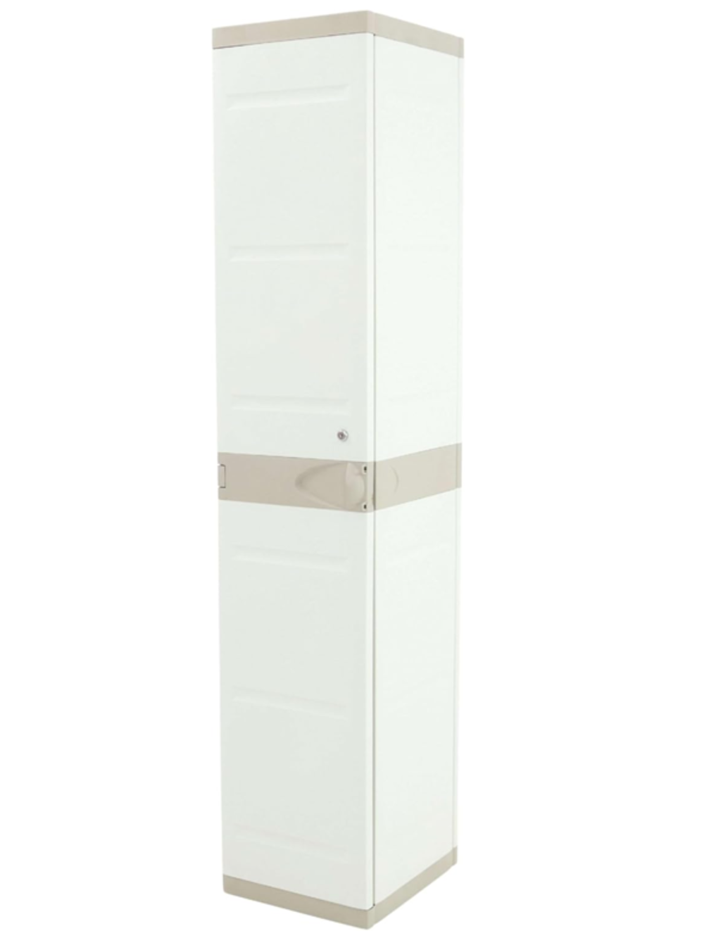 Taquilla de plástico color beige con llave, colgador, 2 baldas regulables | Medidas: 176x41x35 cm