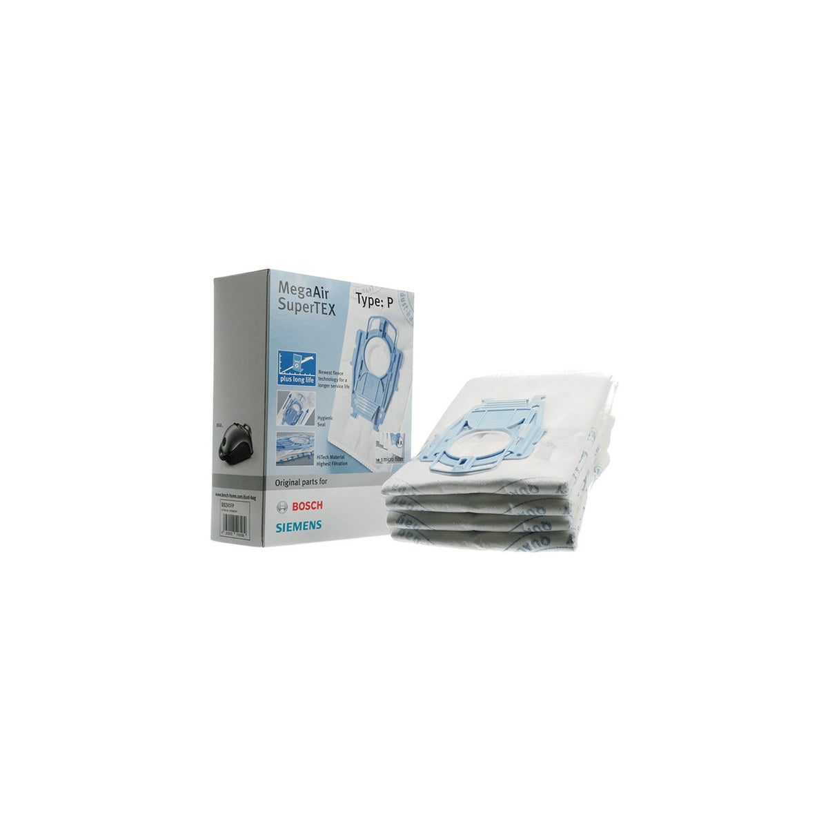 Bolsas de aspirador Tipo P filtro micro-higiénico | compatible con BOSCH | Calidad Original | Codigo fabricante 468264 | Para modelos B