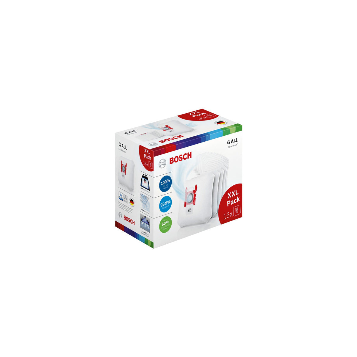 Pack de 16 bolsas Power Protect aspiradoras | compatible con BOSCH | Calidad Original | Codigo fabricante 17002095 | Para modelos BBZ16G