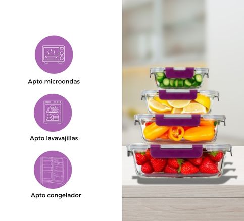 Recipientes de Cristal Para Alimentos - 36 Piezas (18 recipientes y 18 tapas)- Apto para lavavajilla