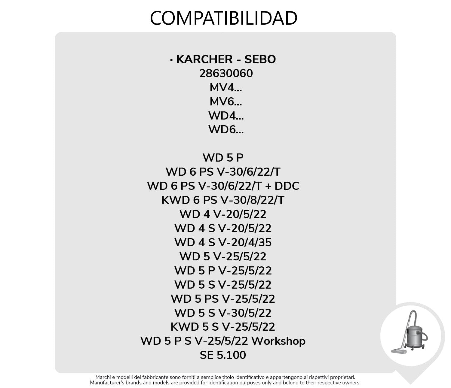 Pack de 4 Bolsas de Microfibra Compatibles con Aspiradoras Kärcher WD4, WD5, WD6, WD5P, WD6P Premium