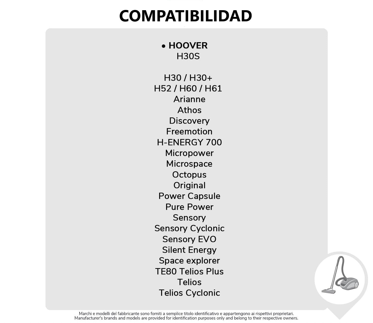 Pack de 4 Bolsas de Microfibra Compatibles con Aspiradoras Hoover H30s, H30+, H52, H60, H61