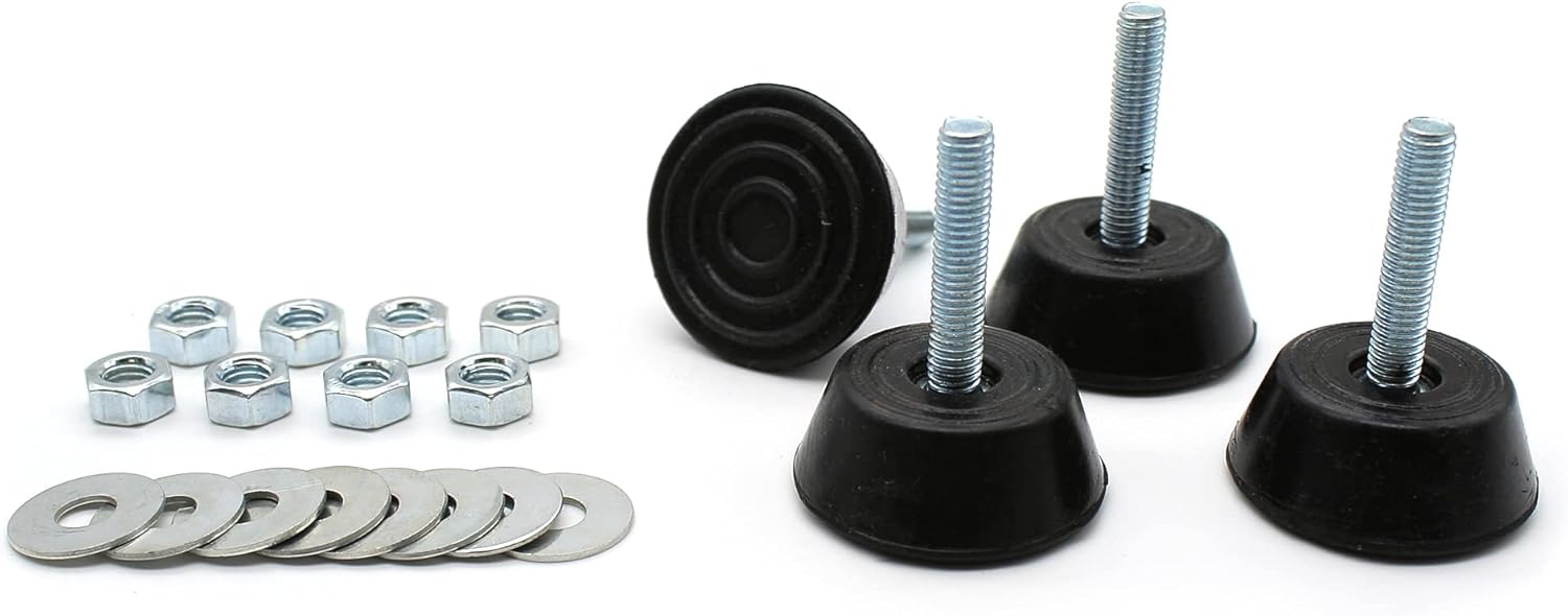 Pack 4 Silentblock Antivibración S-40 para Suelo de Aire Acondicionado | Soporta hasta 55kg , Incluye Tuercas y Arandelas | Patas de Goma y Acero Cincado Amortiguador de Ruido y Vibraciones