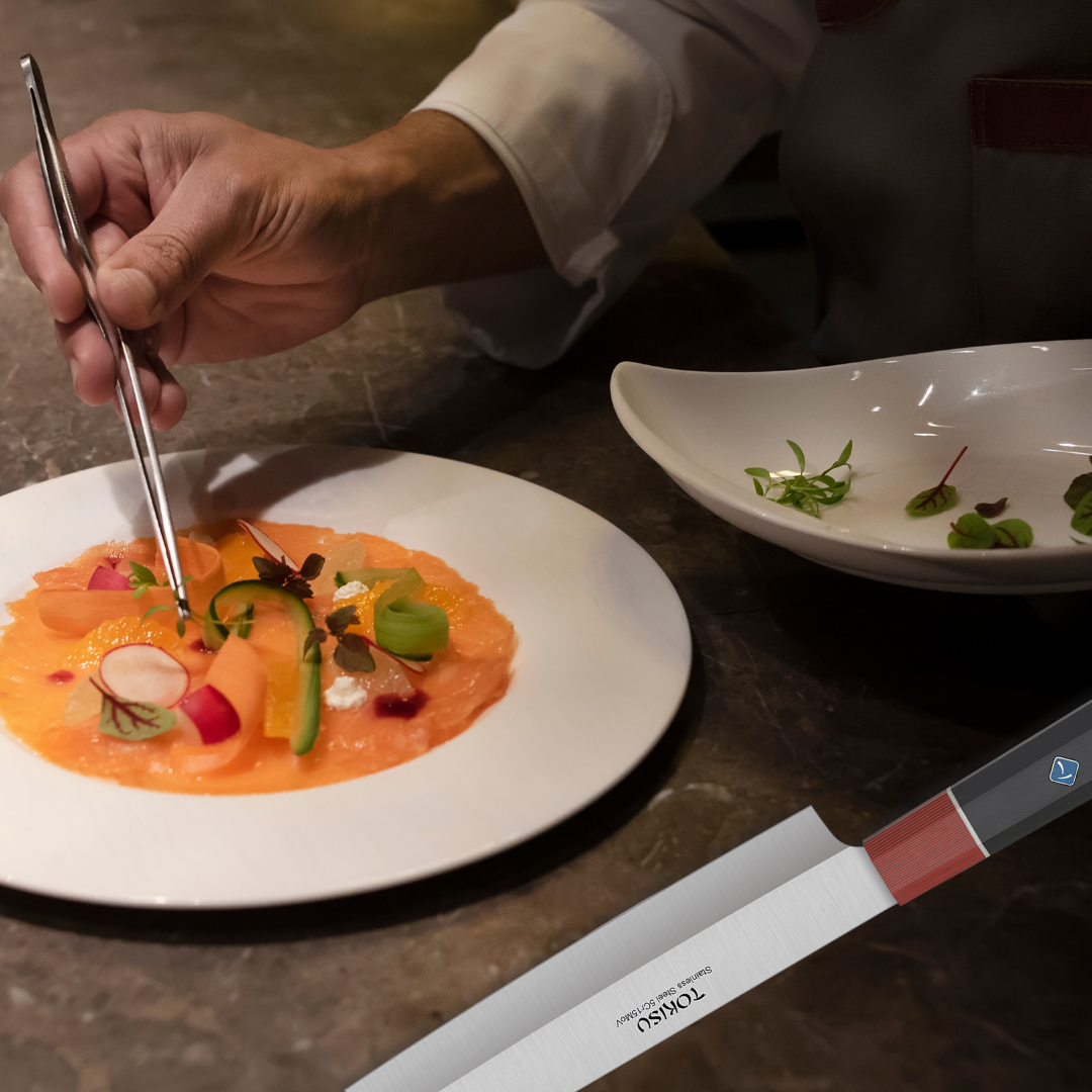 Cuchillo Cocina Profesional TOKYSU - Cuchillos Cocina Japonés NAKIRI de Acero Inoxidable de 67 capas 18 cm- Mango G10