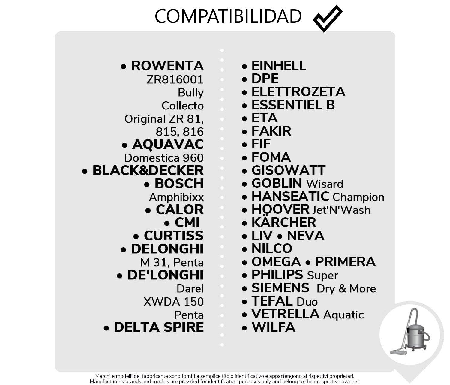 Pack de 4 Bolsas de Papel Compatibles con Aspiradoras Rowenta, Bully, Collecto, Kärcher WD3