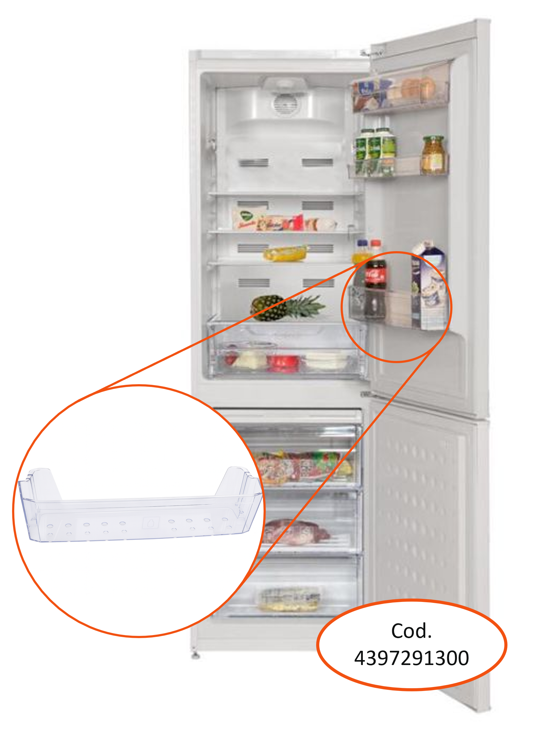 Recamania Botellero Frigorífico Compatible con Beko 4397291300