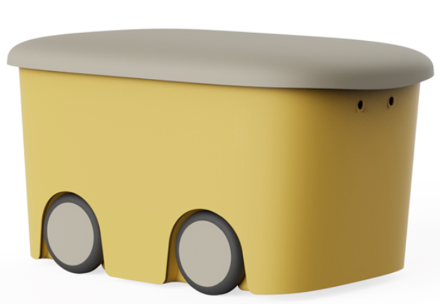 Caja almacenamiento de plástico con ruedas y tapa | Color amarillo | 45 litros | Medidas 58x38x32 cm