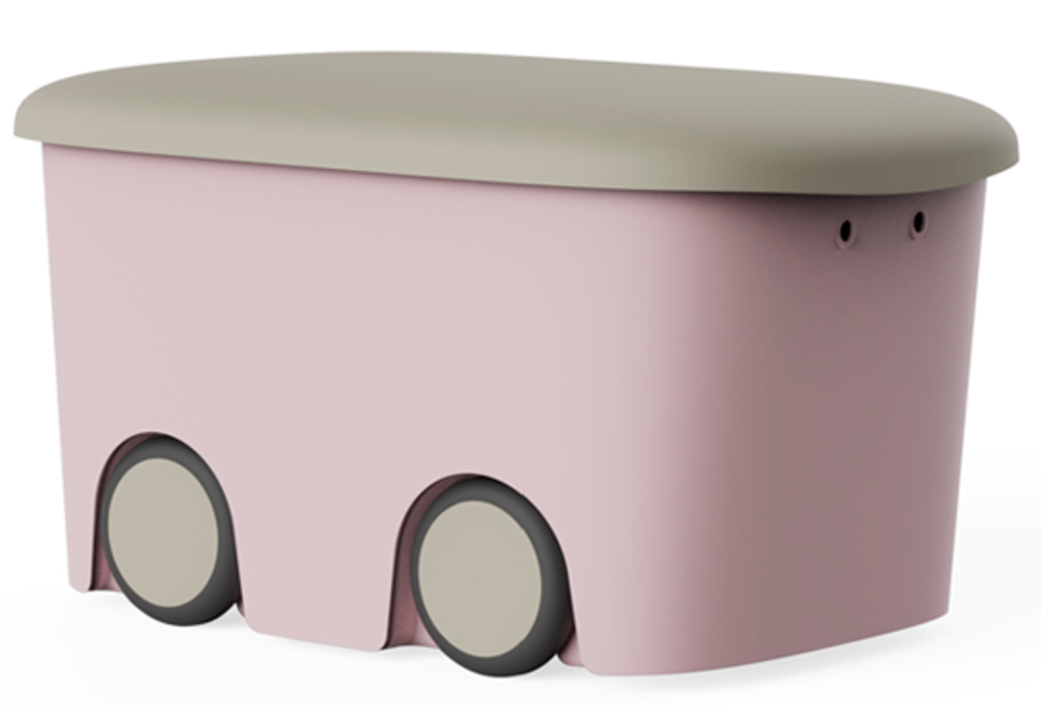 Caja de almacenamiento de plástico con ruedas y tapa | Color rosa | 45 litros | Medidas: 58x38x32 cm