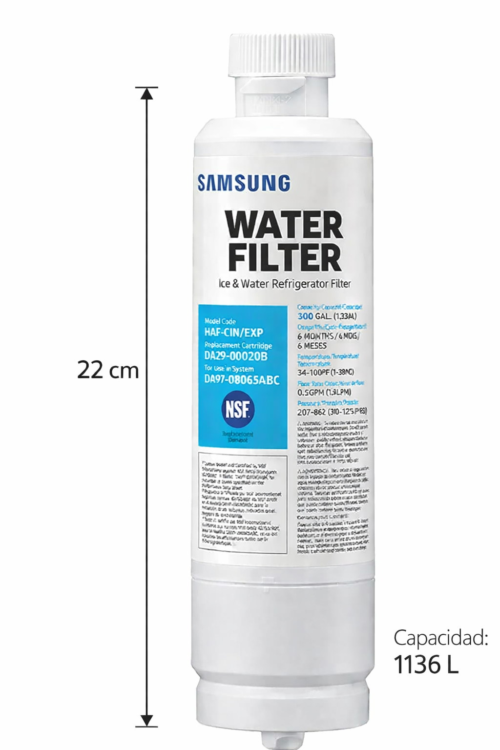 Filtro de Agua Compatible con Samsung DA29-00020B para Frigorífico Americano / Filtro Original