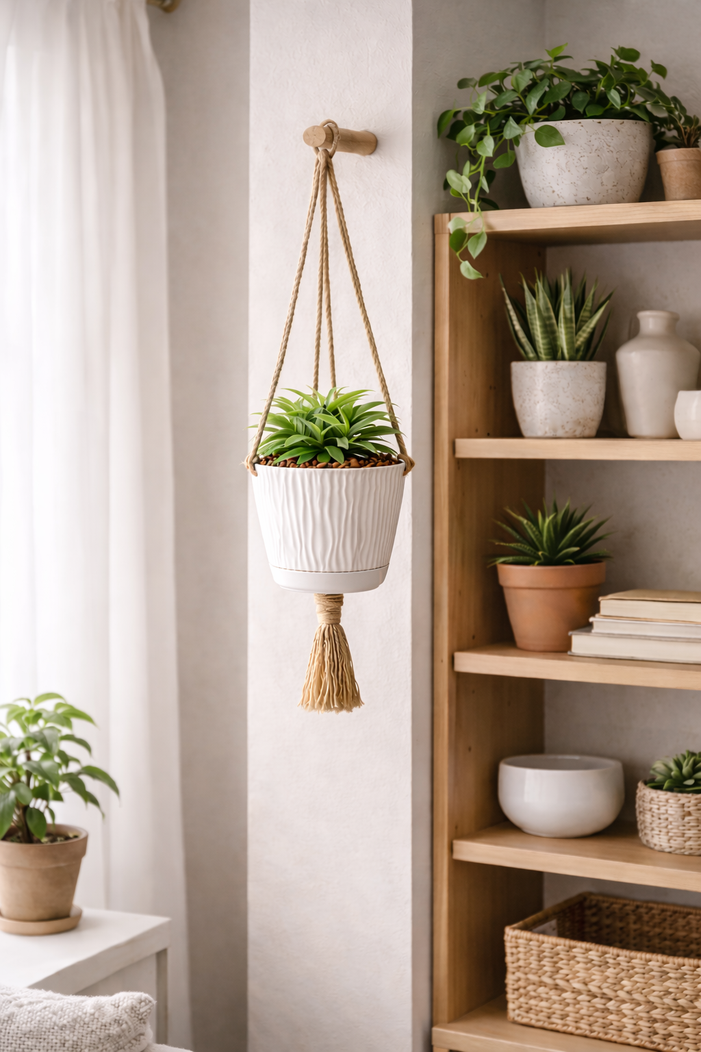 Maceta de plástico para jardín, terraza o balcón | Color: Blanco | Diámetro: 15 cm | Diseño oasis