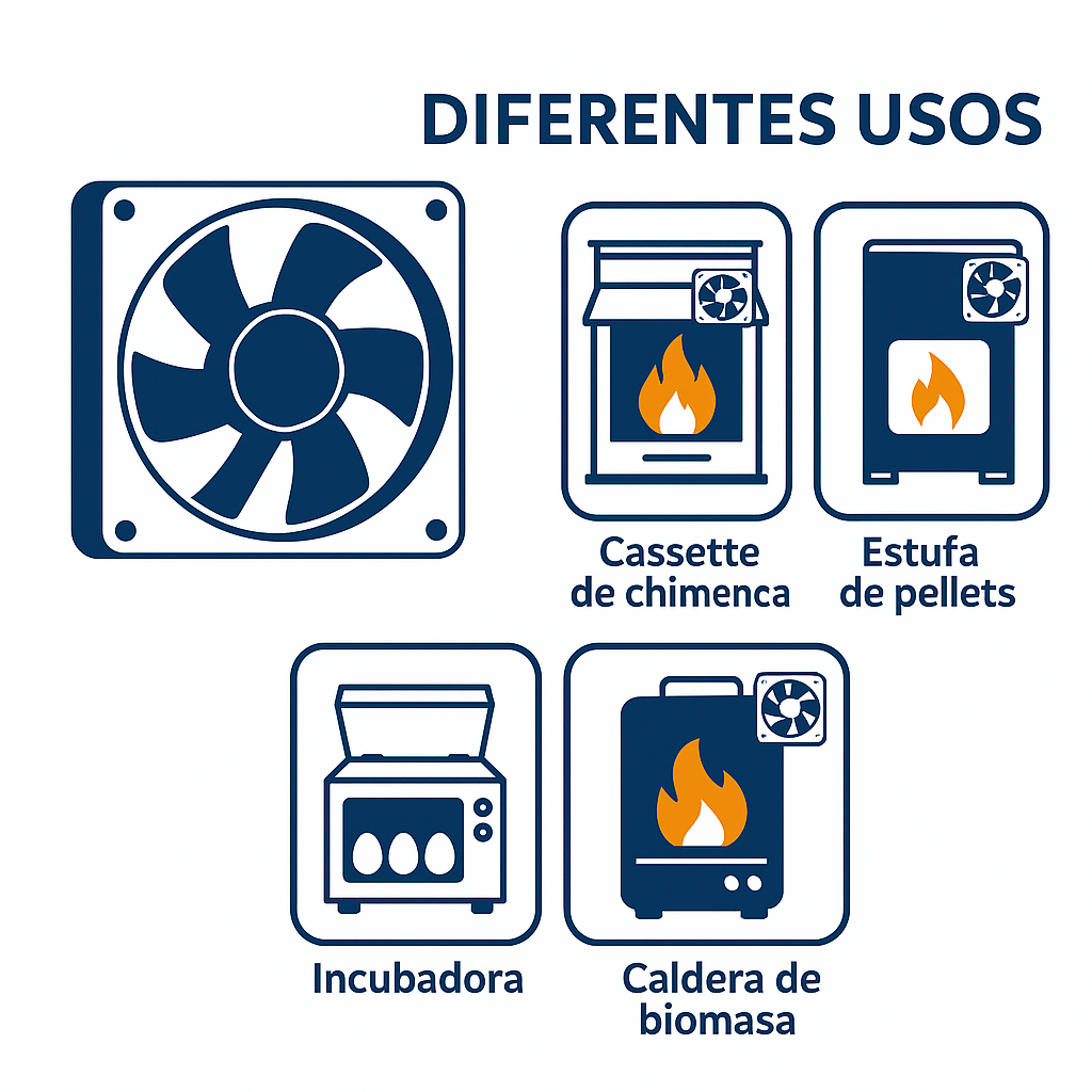 Ventilador axial universal para cassette de chimenea | 120x120x38 mm
