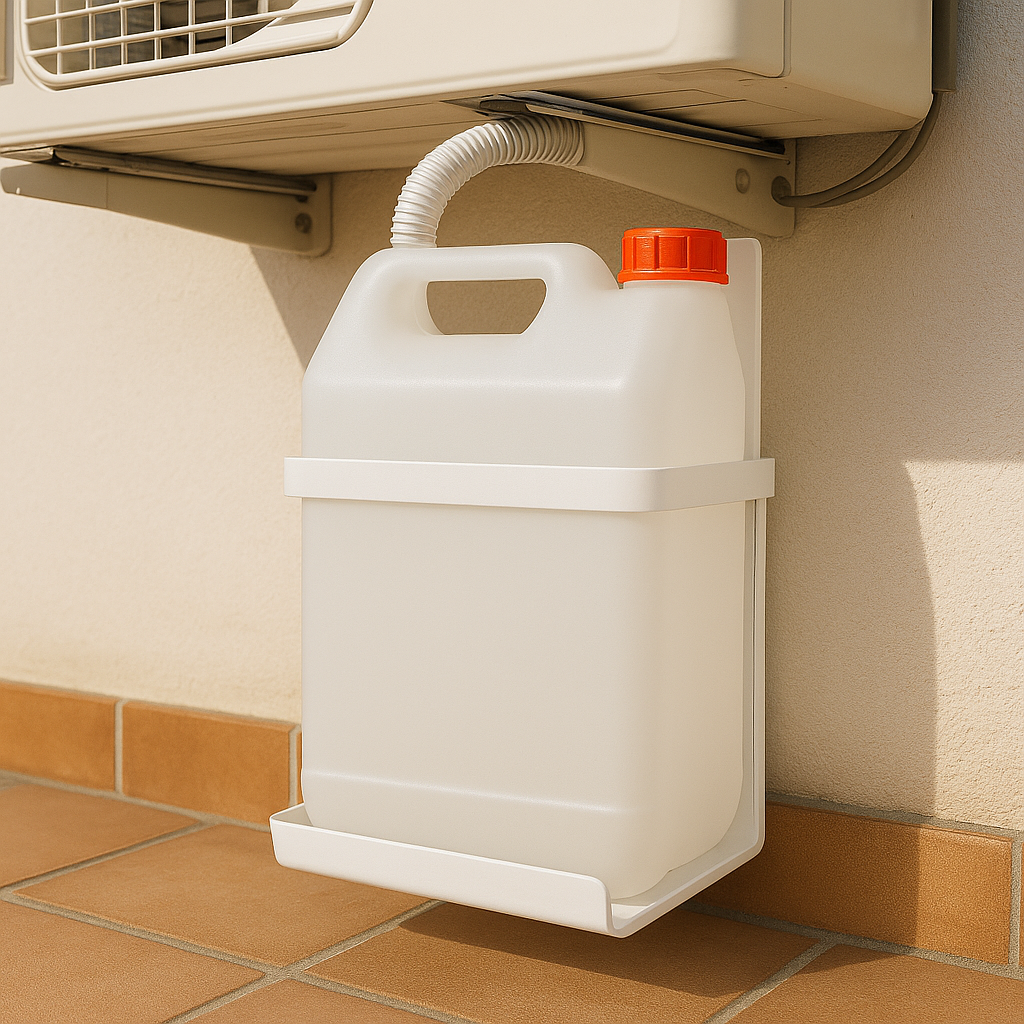 Kit de Desagüe para Aire Acondicionado | Garrafa de PVC 10 Litros y Soporte Metálico en U para Pared | Garrafa Condensación Universal para Exterior e Interior