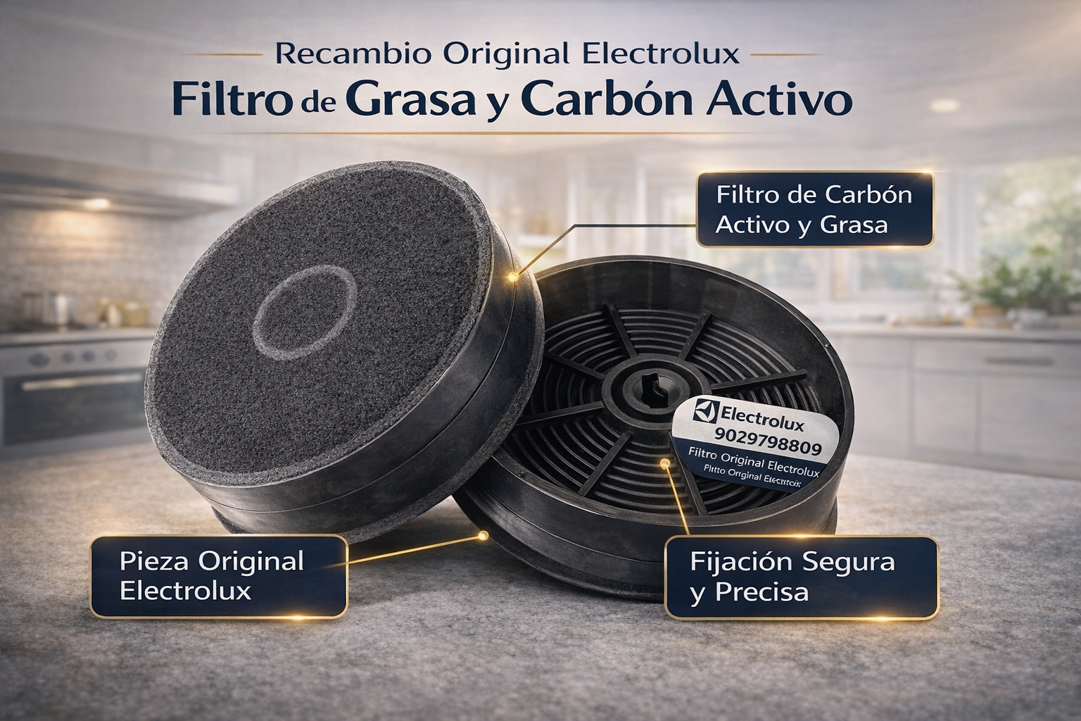 Kit Filtro Campana Extractora Electrolux – 2 Unidades | Recambio Original 9029798809