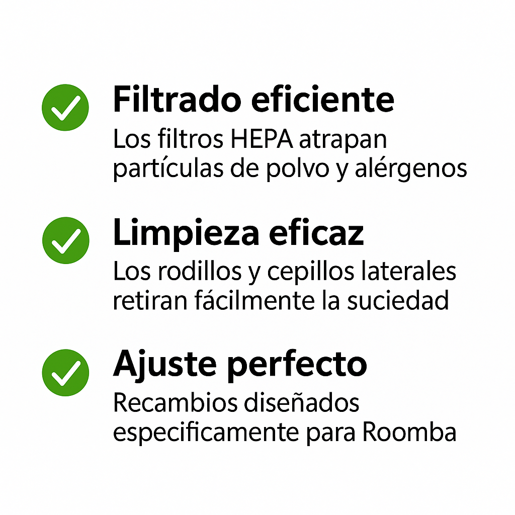 Pack Recambios ROOMBA SERIE 800 900 Filtros Cepillos Rodillos