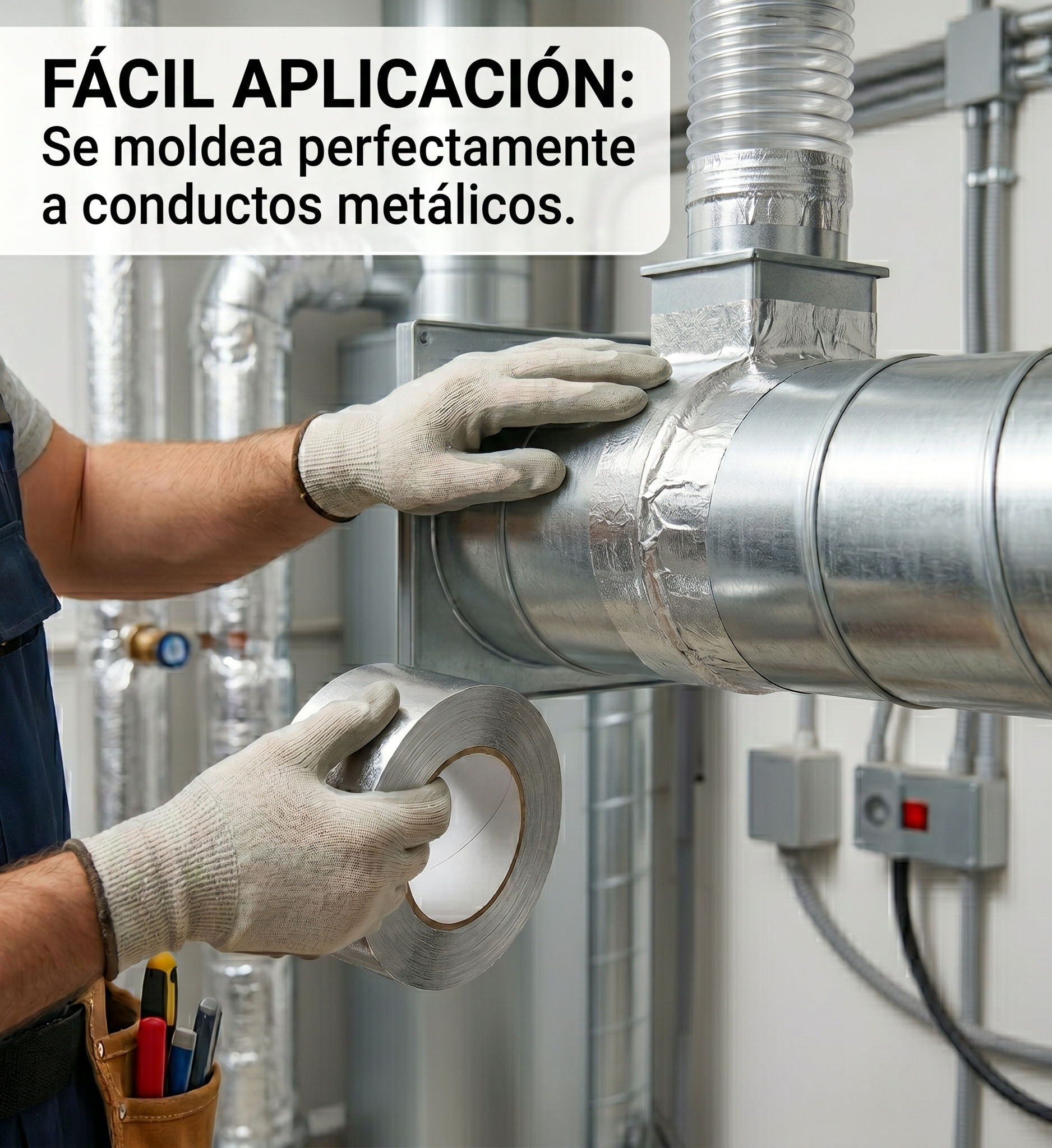 Cinta adhesiva de aluminio 50mm x 50m alta temperatura para reparación de conductos y aire acondicio
