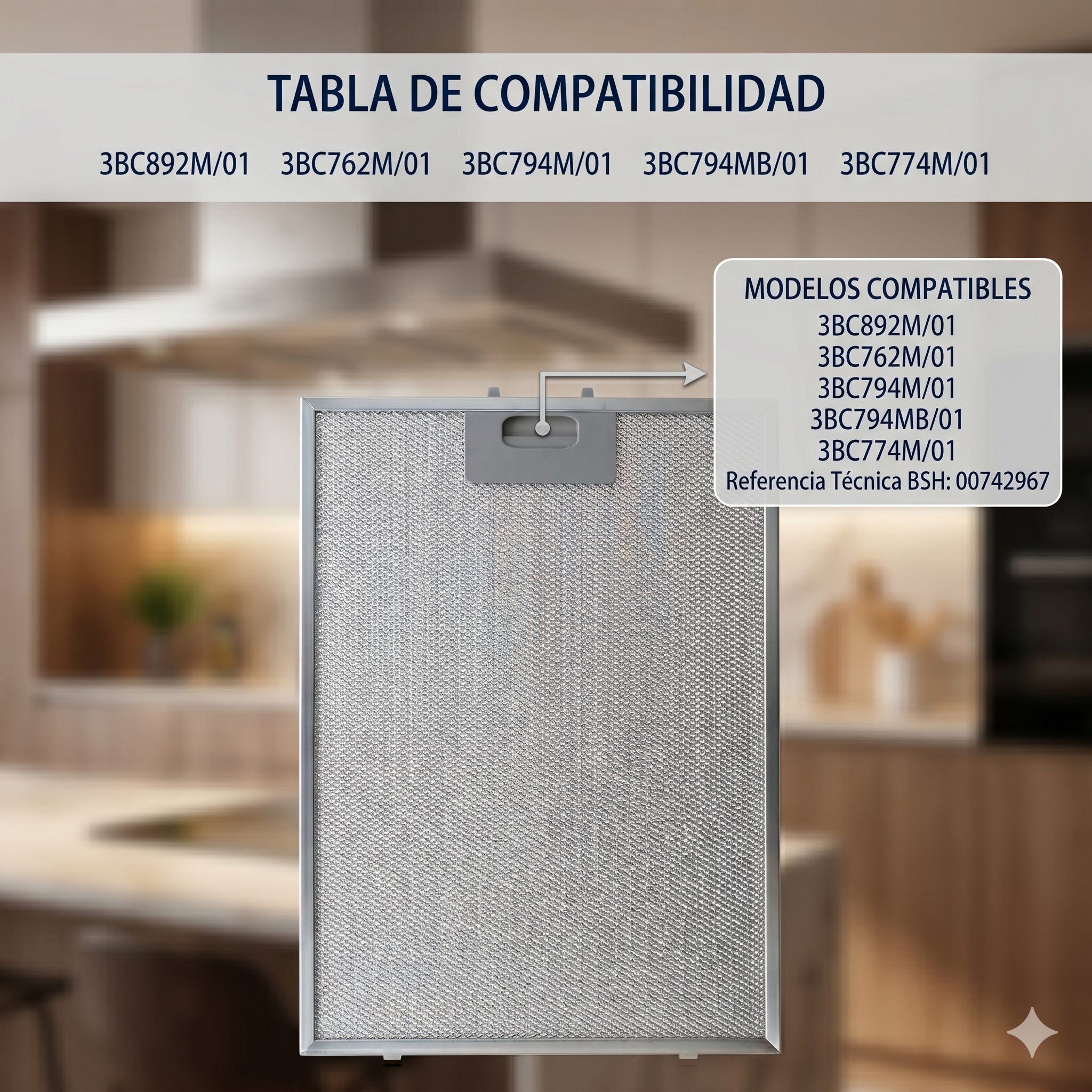 Filtro Metálico Antigrasa para Campana Extractora 265 x 388 mm